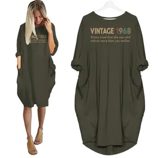 She Knows Vintage 1968 Birthday Pocket Dress – Green