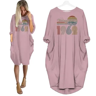 Flying Birds Vintage 1962 Birthday Pocket Dress – Pink