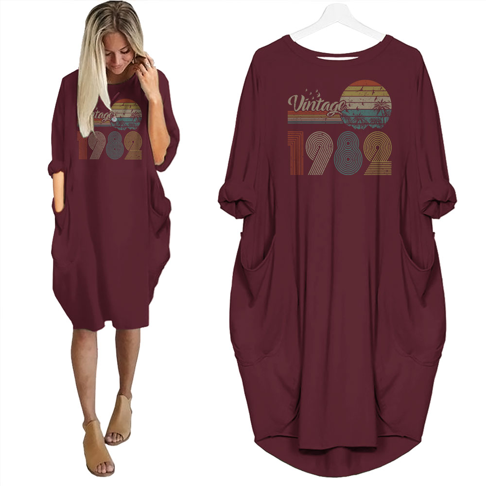 Flying Birds Vintage 1982 Birthday Pocket Dress - variant image 1