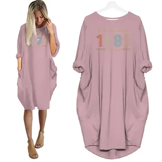 Vintage And Classic 1985 Birthday Pocket Dress – Pink