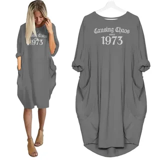 Causing Chaos Since 1973 Birthday Nightgown – Grey