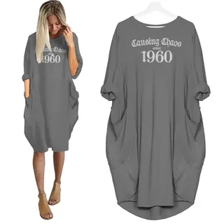 Causing Chaos Since 1960 Birthday Nightgown – Grey
