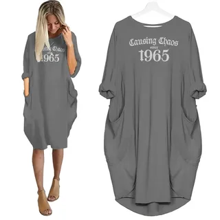Causing Chaos Since 1965 Birthday Nightgown – Grey