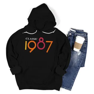 Classic 1987 Birthday Hoodie – Black