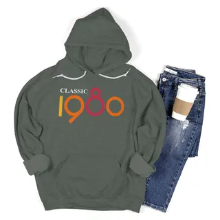 Classic 1980 Birthday Hoodie – Forest Green