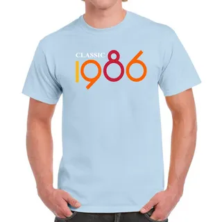 Classic 1986 Birthday T-Shirt For Men Women – Light Blue