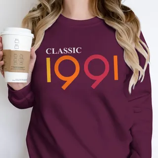 Classic 1991 Birthday Sweatshirt – Maroon