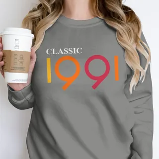 Classic 1991 Birthday Sweatshirt – Grey