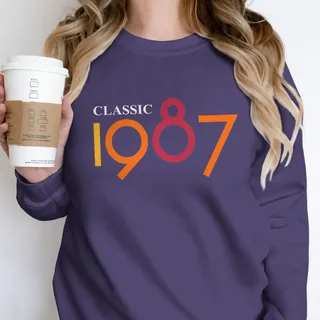 Classic 1987 Birthday Sweatshirt – Purple