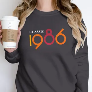 Classic 1986 Birthday Sweatshirt – Dark Grey