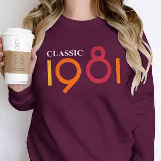 Classic 1981 Birthday Sweatshirt – Maroon