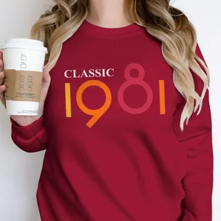 Classic 1981 Birthday Sweatshirt – Cardinal Red