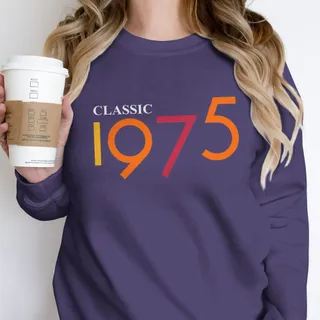 Classic 1975 Birthday Sweatshirt – Purple