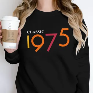 Classic 1975 Birthday Sweatshirt – Black