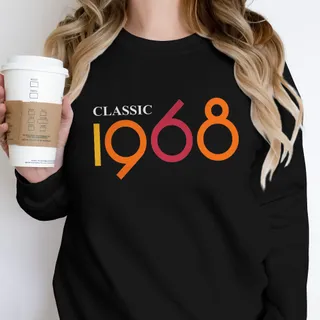 Classic 1968 Birthday Sweatshirt – Black