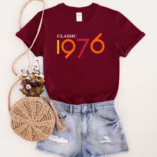 Classic 1976 Birthday T-Shirt – Maroon