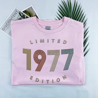 Limited Edition 1977 Embroidered T-Shirt – Pink