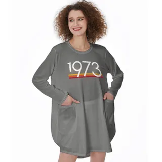 Best 1973 Birthday Pocket Dress – Grey