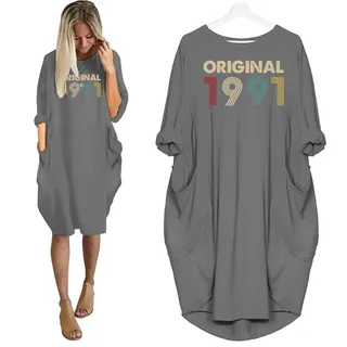 Original 1991 Birthday Pocket Dress – Grey