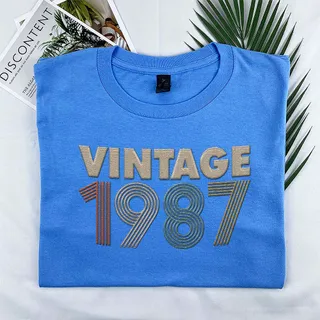 Vintaged 1987 Embroidered T-Shirt – Royal