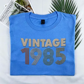 Vintaged 1985 Embroidered T-Shirt – Royal