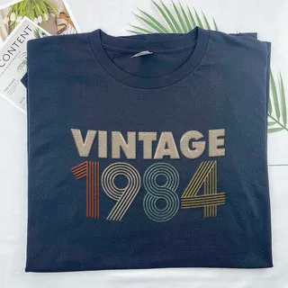 Vintaged 1984 Embroidered T-Shirt – Navy