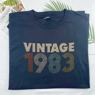 Vintaged 1983 Embroidered T-Shirt – Navy