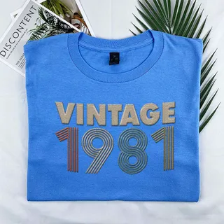 Vintaged 1981 Embroidered T-Shirt – Royal