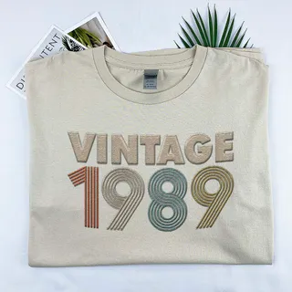 Vintaged 1989 Embroidered T-Shirt – Khaki
