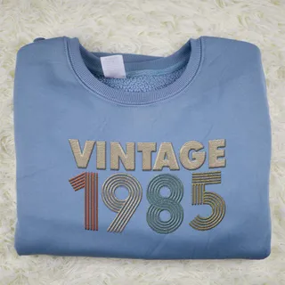 Vintaged 1985 Embroidered Sweatshirt – Blue