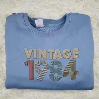 Vintaged 1984 Embroidered Sweatshirt – Blue