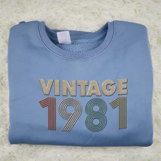 Vintaged 1981 Embroidered Sweatshirt – Blue