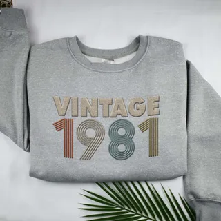 Vintaged 1981 Embroidered Sweatshirt – Sport Grey