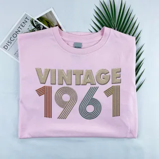 Vintaged 1961 Embroidered T-Shirt – Pink