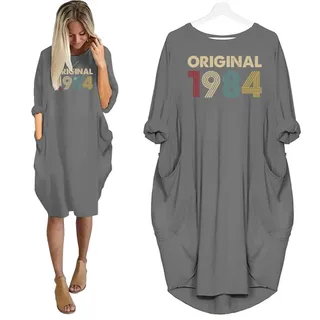 Original 1984 Birthday Pocket Dress – Grey