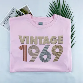 Vintaged 1969 Embroidered T-Shirt – Pink