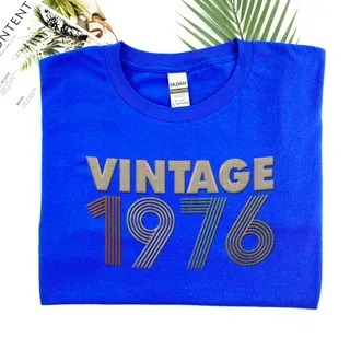 Vintaged 1976 Embroidered T-Shirt – Navy
