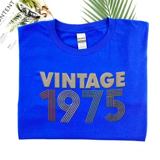 Vintaged 1975 Embroidered T-Shirt – Navy