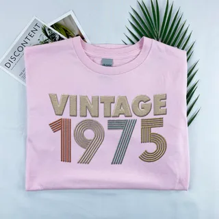 Vintaged 1975 Embroidered T-Shirt – Pink