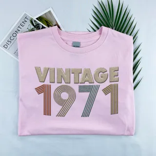 Vintaged 1971 Embroidered T-Shirt – Pink