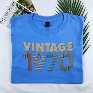 Vintaged 1970 Embroidered T-Shirt – Royal