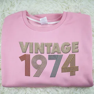 Vintaged 1974 Embroidered Sweatshirt – Pink