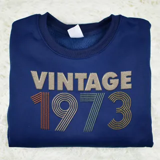 Vintaged 1973 Embroidered Sweatshirt – Navy