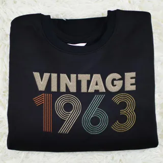 Vintaged 1963 Embroidered Sweatshirt – Black