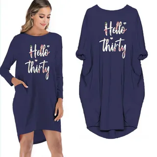 Hello Thirty Pocket Dress – Blue