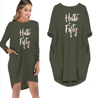 Hello Fifty Pocket Dress – Green