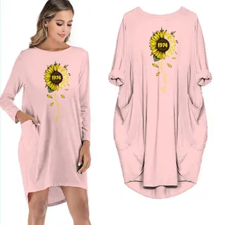 1974 46 Years Of Being Awesome You Are My Sunshine Vintage Pocket Dress – Pink