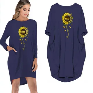 1973 47 Years Of Being Awesome You Are My Sunshine Vintage Pocket Dress – Blue