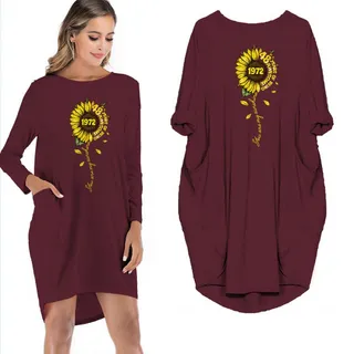 1972 48 Years Of Being Awesome You Are My Sunshine Vintage Pocket Dress – Red
