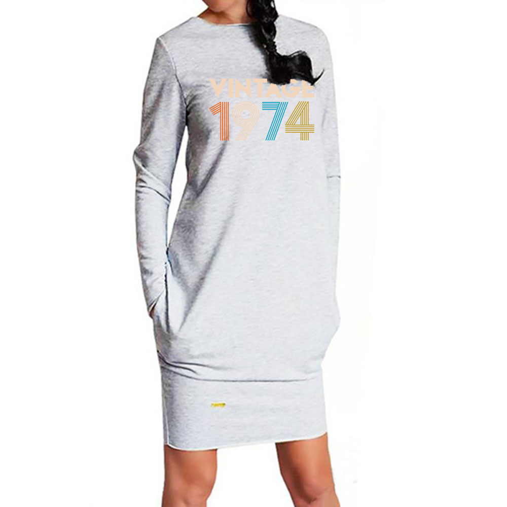 46th Birthday Shirt Gift Ideas for Women Vintage 1974 Pocket Dress - variant image 1